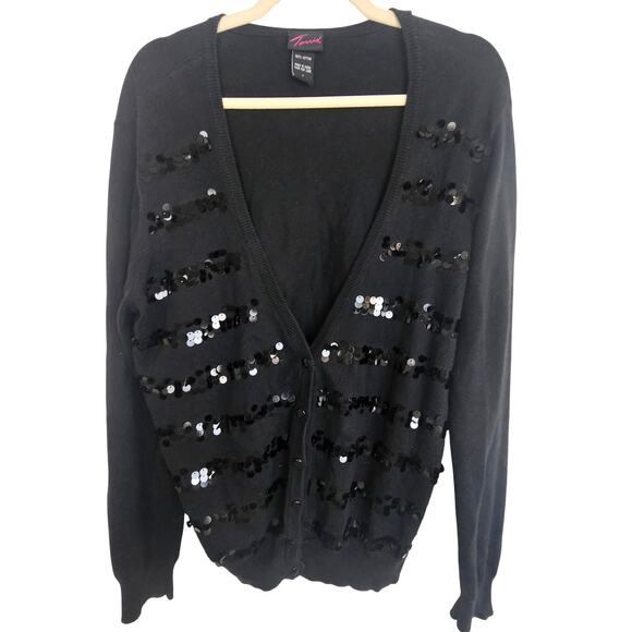 Torrid Paillette Sequin Striped Cardigan Sweater Sz 1X Whiimsigoth Holiday Glam - Picture 1 of 8